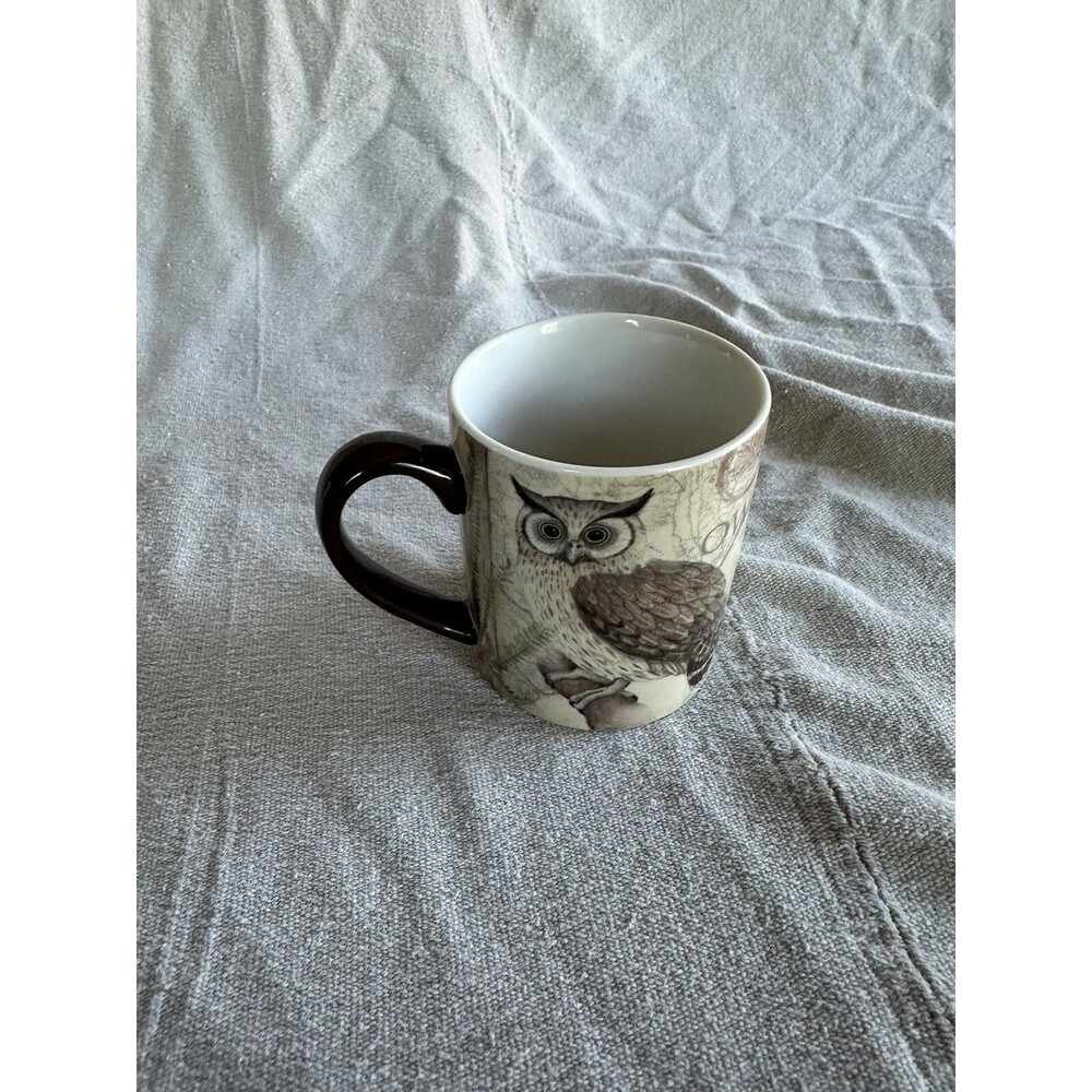 Lang OWL  Sanctury  mug by Susan Winget 2013 design - Owl and fern 14 oz .